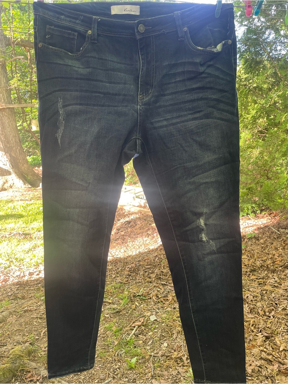 KanCan Women's Skinny Jeans in Dark Indigo Black Wash